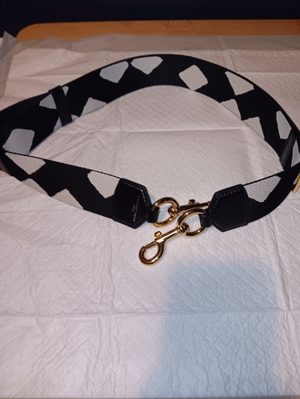 Marc Jacobs Black and White Woven Strap with Gold Hardware